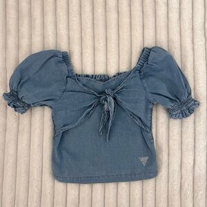 Guess Denim Blue Puff Sleeve Blouse size 7